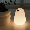 야간 조명 귀여운 곰 Led Light Decoracion Lampara de Noche Ddormitorio 아기 아이 침대 옆 램프 실리콘 터치 센서 탭 제어