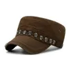 Adult Hip hop Punk Rock Skull retro casual Rivet Flat Peaked Hats Men Spring and Autumn Fitted Baseball 1TY8B