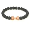 Bracelets de charme Fit Life Noir Mat Pierre Haltère Forme Bracelet Fitness Motivation Gym Bijoux