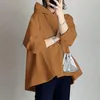 Damen-Kapuzenpullover, modisch, unregelmäßiges Poncho-Sweatshirt, lockerer Damen-Hoodie mit Kapuze, Kordelzug, Herbst, Taschenpullover, Frühling, Alltagskleidung