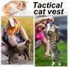 Vêtements Harnais Tactique en Nylon pour Chat pour la Marche Gilet pour Animaux de Compagnie en Maille Souple réglable Anti-évasion, vêtements de Poitrine pour Grands Chats Adultes Petit Chien