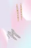 Europa América Diseñador Estilo de moda Señora Mujer Latón Chapado en oro de 18 quilates Ajuste lleno de diamantes como pendientes colgantes Stud Ear Clip 3 Color5866368