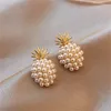 Studörhängen trendig frukt pärla örhänge för kvinnor utsökt geometrisk ananas imitation pärlor mode smycken present brincos
