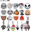 Lösa ädelstenar la Menars 925 Sterling Silver Jack Skull With Flower Black Fire Dragon Dangle Heart Charms för armband halsband