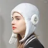 Berets 2024 piloto chapéu de inverno ao ar livre russo moda feminina quente pelúcia e grosso à prova de frio ciclismo chapéus de pele falsa