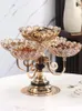 Plates European Crystal Glass Fruit Plate Home Living Room Coffee Table Decoration Creative Multi-layer Rotating Snack Candy Tray