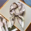 Neue 70 cm Seide Gefühl Platz Schal Frauen Luxus Marke Krawatte Weibliche Haar Schal Wraps Kopftuch Hijab Bandana Echarpe