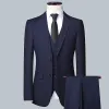 Ternos masculinos de negócios terno de casamento conjunto de 3 peças (terno casaco + regata + calças) negócios fino ajuste escritório terno formal conjunto vestido de casamento 3 peça