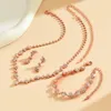 BLIJERY rose gold color Wedding Jewelry Sets for Women Crystal Necklace Earrings Bracelet Bridal 240220