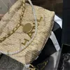 Designer di lusso Weave Rafia Mini 22 borse per la spesa con perle hardware in metallo oro Matelasse a catena del tamine Pickage Charm Caspite Little Bouch Beige Borse 20 cm/30 cm