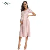 Abiti Donna Estate Pieghettato Pois Allentato Altalena Casual Midi Abito premaman Abito gravidanza Manica corta Lunghezza ginocchio Abiti incinte