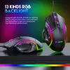 Souris 12800DPI Souris de jeu 12 touches programmables Souris de jeu RGB Light Max à 6 niveaux pour PC Mac Gun PUBG Ordinateur portable