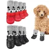 Abbigliamento per cani Antiscivolo Stivali per animali Scarpe Calzini Pioggia Neve con coulisse regolabile Gatti Cani Forniture impermeabili in gomma