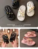 Сандалии ldrens для девочек на платформе на плоской подошве, детская летняя обувь с цветочным узором принцессы, 24-35 лет, розовая мягкая обувь, модная детская пляжная обувьH24229