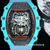 RM21-02 Tourbillon Aerodyne Montre Homme Bleu Noir Carbone Mouvement Automatique 28800vph Saphir Cristal Montre-Bracelet De Luxe 8 Couleurs