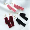 Stud Earrings 2024 Arrival Vintage Black Ribbon Flannel Cross For Women 3 Colors Bohemian Exaggerated Long Jewelry Gift