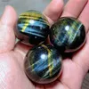 Other Home Decor Healing High Quality Natural Crystal Blue Tiger Eye Sphere Small Ball Polished Reiki Gemstone Energy For Home Decoration Gift Q240229