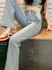 Jeans Full Length Jeans Women Boot Cut Vintage High Waist Casual Bleached Chic Allmatch Elegant S4XL Korean Style Fashion Fit Ladies