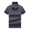 ラペル刺繍ソリッドカラーストライプショートスリーブTシャツ付きプラメンのポロシャツsummerm-xxxl用の快適で柔らかく通気性のあるポロシャツ
