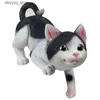 Other Home Decor Resin Crafts Artificial Animal Sculpture Black and White Cats Kitten Garden Cute Cat Outdoor Ornaments Decorative Figurines Q240229