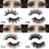 Eyelashes Handmade Fluffy 25MM Colored Lashes Vendor 5D Thick Mink Lashes Bulk Wholesale Color Lashes 3D False Eyelashes Supplies Makeup