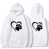 Moletons moda senhoras bonito cão pata e forma do coração impressão hoodies outono inverno feminino casual manga longa hoodies pullovers