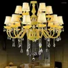 Lustres de cristal amarelo lustre restaurante el quarto villa lobby luzes pingente europa sala estar decoração lâmpadas penduradas