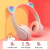 Kopfhörer/Headset Wireless Kopfhörer Katzenohr mit Mikrofon Bluetooth Glow Light Stereo Bass Helme Kinder Gamer Girl Geschenke PC Telefon Gaming Headset