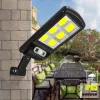 Umlight1688 Luzes de rua solares ao ar livre à prova d'água Sensor de movimento Lâmpada LED de parede com 3 modos de iluminação Luzes movidas a energia solar para jardim LL