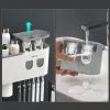 Cabezas Soporte del cepillo de dientes elossamagnético, exprimidor de pasta de dientes doble automática, dispensador, estante de almacenamiento, accesorios de estante de baño