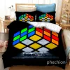 Stelt Phechion Rubik's Cube Art 3D Print Beddengoedset dekbedoverlegt kussencases uit één stuk dekbed beddengoedsets beddenbedden bed K507