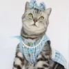 Costumes pour chats, vêtements confortables pour animaux de compagnie, robe mignonne avec nœud, coiffure florale, fausse perle, décor pour chiens, chats, princesse, chiot