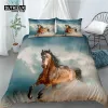 Retter à la maison Living Luxury 3D Running Horse Print 2 / 3pcs Couper à couvre-oreiller de couvre-oreiller confortable