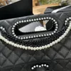 Designer Pearl Chain Bag Designer Crossbody Bag axelväska Fashion Läder Womens Purse Messenger Bag Lady Clutch Bag Classic Handbag #29cm
