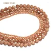 Pietre preziose sciolte LUOMAN XIARI Naturale AAA Rotondo Sunstone Pietra Perlina per creazione di gioielli Bracciale fai da te Collana Materiale 4/6/8/10mm Filo 15''