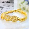 Link Bracelets AYONG Zirconia Cuban Chain Bracelet 18k Gold Color Bead Infinity Hand Bangles Women Party Vintage Fashion Jewelry Gifts