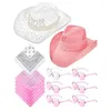 Bérets Bachelorette Party Props Cowboy Hat Lunettes de soleil Foulard Costume pour mariage Drop