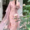 Sommarkvinnor ärmlös sexig delad qipao elegant tryck blomma kinesisk klänning retro traditionell orientalisk kläder cheongsam 240220