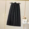 Skirts Winter Corduroy Plus Size 5xl Midi For Women Korean Fashion Elastic High Waist Pocket Warm Skirt All-match Straight