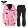 Jackets Ski Suit 30 Degree Down Jackets and Jumpsuit Women Outdoor Windbreak Waterproof Thermal Cotton Warm Snowboard Snow