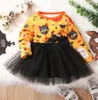 Girl039s Abiti Abito da ragazza di fiori in tulle dorato Bambini Neonato Bowknot Vestiti Cartone animato Camicia floreale Rossa per bambineGir7825772