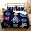 Dessin animé astronaute impression numérique Polyester ensembles de literie enfant enfants couvre garçons linge de lit ensemble pour adolescents 240226