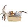 Toys Three Dogs & A Cat Pet Toys Suit Simulate Real Sounds of Animals Native Feather Simulation Mouse and Bird Interactive Cat Toy