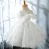 Flicka klänningar spädbarnskläder 1 till 10 år barnkläder spets party bling fjäder baby dräkt blomma för bröllop