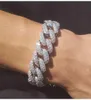 Męskie mrożone link złota srebrne bransoletki sześcienne cyrkonia bling otwarta blokada płynna kubańska łańcuch Miami Hip Hop Jewlery8651629