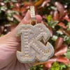 Bubble Letter Iced Out Initial Ketting voor Dames Enkele Charms 26 weddenschappen Hip Hop Sieraden 240220