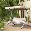 Camp Furniture 3-Seat Outdoor Porch Swing Chair Patio Glider With Adjustable Canopy Breathable Seat And Steel Frame For Garden Poolside