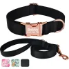 Sets Dog Leash Custom Dog Collars Nylon Personalized Pet Dog Tag Collar Lead for Small Medium Large Dogs Leash and Collar Set Harness