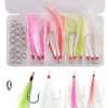 Fish Hooks 32PC/pudełka Bucktail Jig Hooksy z podzielonymi pierścieniami słone wód łowienia zwiastun