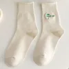 Meias femininas 2 pares primavera verão outono estudante moda algodão tubo médio menina respirável casual senhora meias